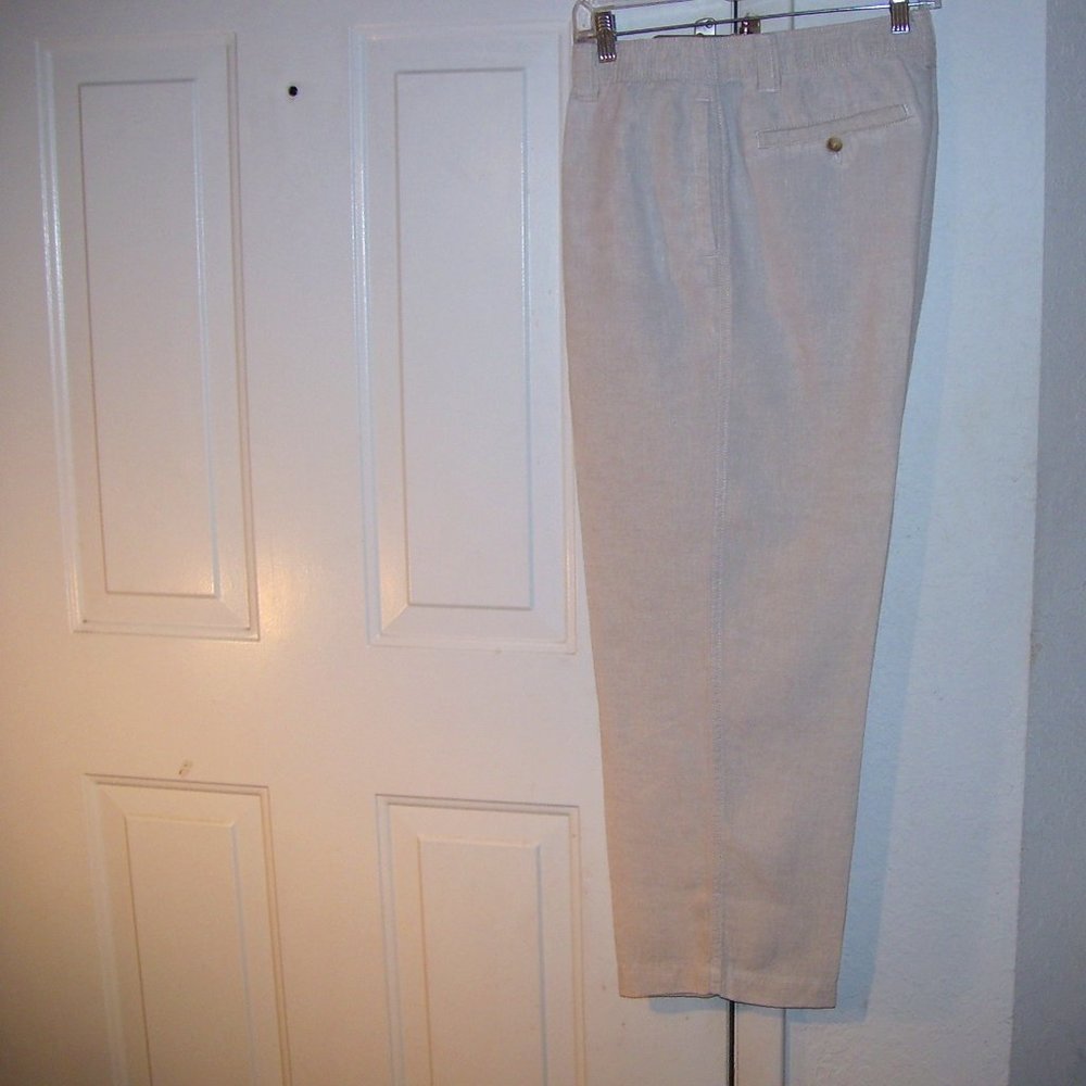 Caribbean 100% Linen Taupe/Oatmeal Pants Size 34x30